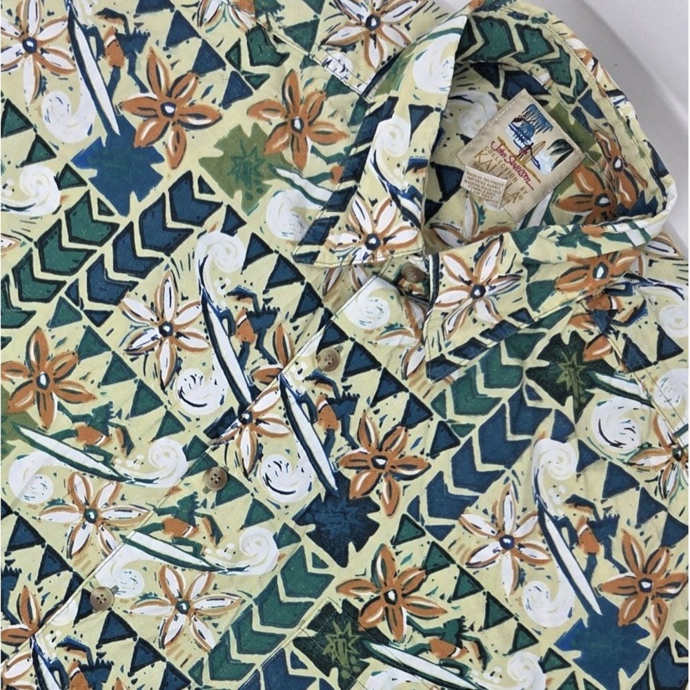 Kahala John Severson Hawaiian Shirt Men's Size Medium Multicolor Floral Tribal